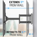 articulating TV mount with 17'' extension and 2.7'' low profile