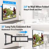 TV wall mount with 32'' long fully extended arm for max viewing flexibility