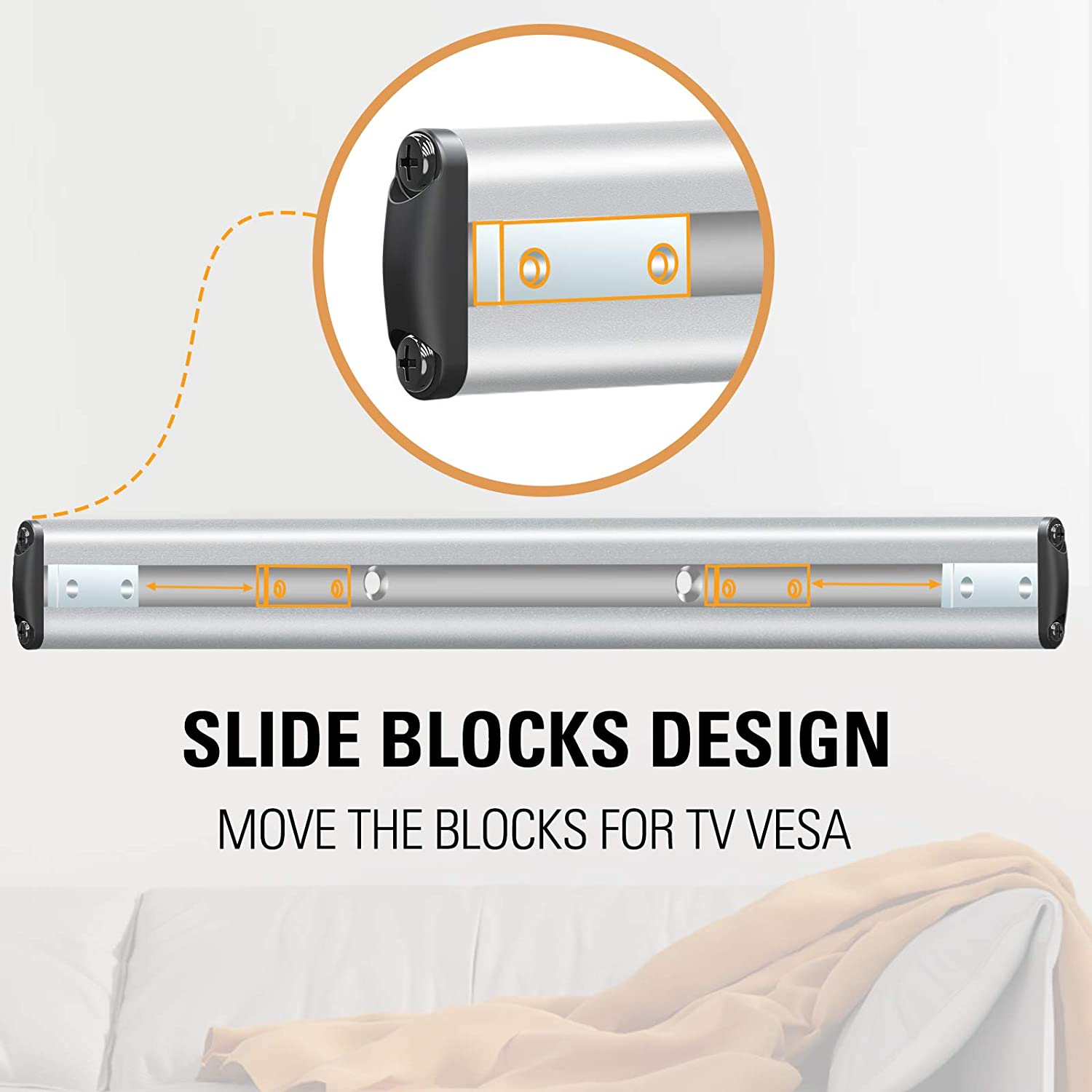 slide design moves the blocks according to the TV VESA