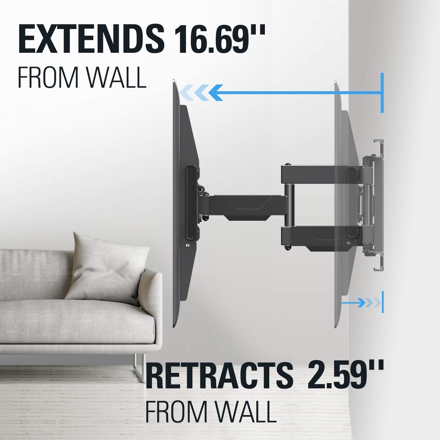 75 inch TV mount with 16.69'' extension and 2.59'' low profile