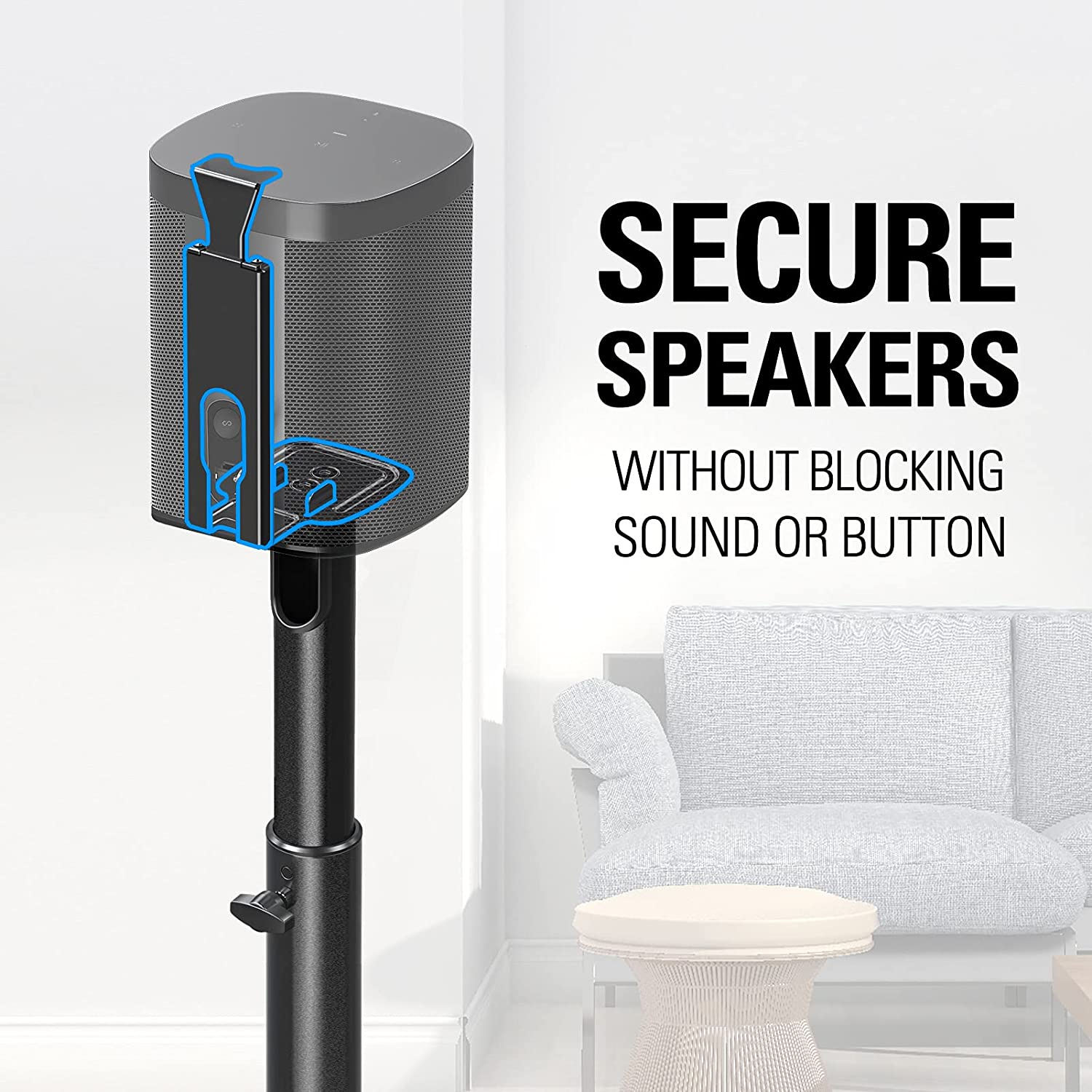 2 secure the speakers without blocking the button