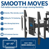 Full motion TV mount for 42-70 inch LG, Sony, Sumsung LED TVs-1
