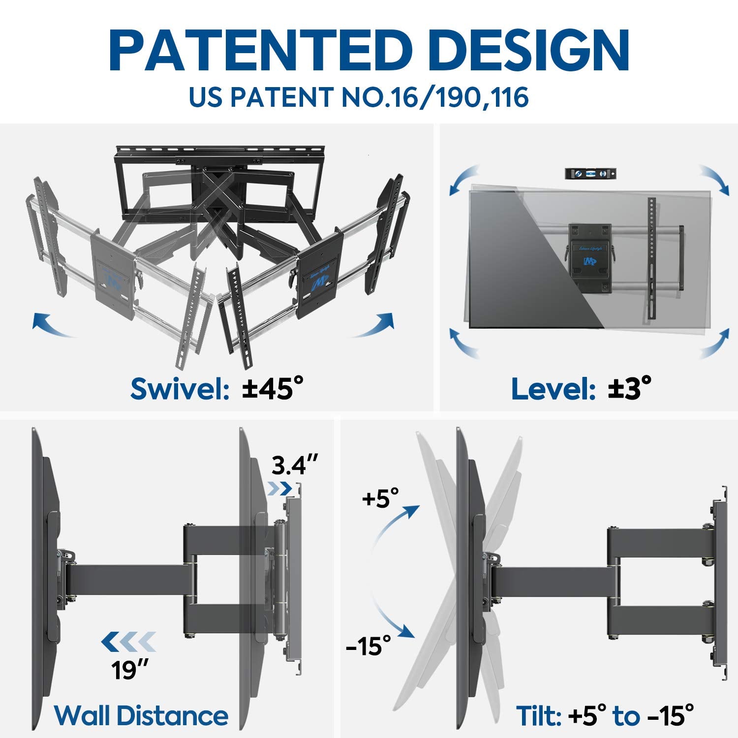 Full motion TV mount for 42-70 inch LG, Sony, Sumsung LED TVs-1