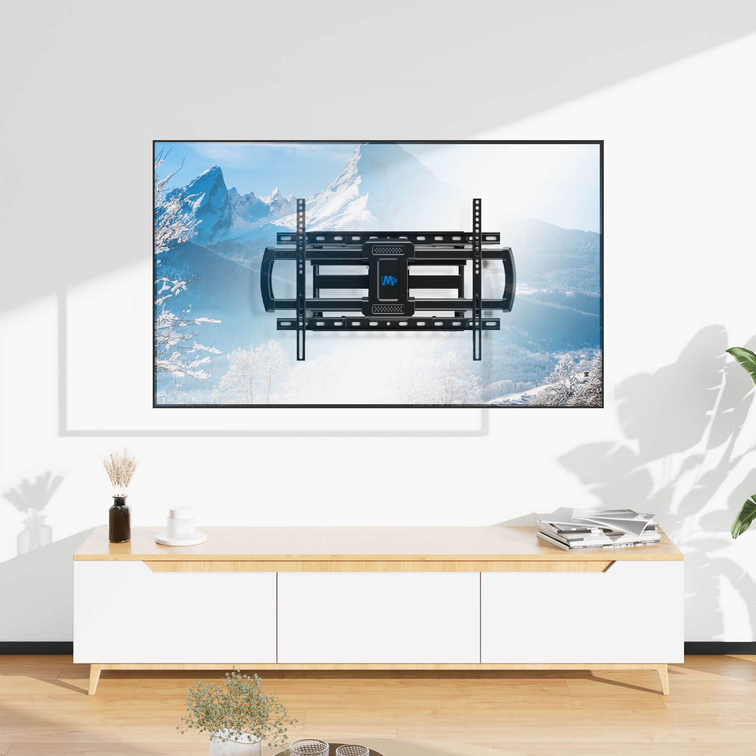 full motion tv mount in the living room