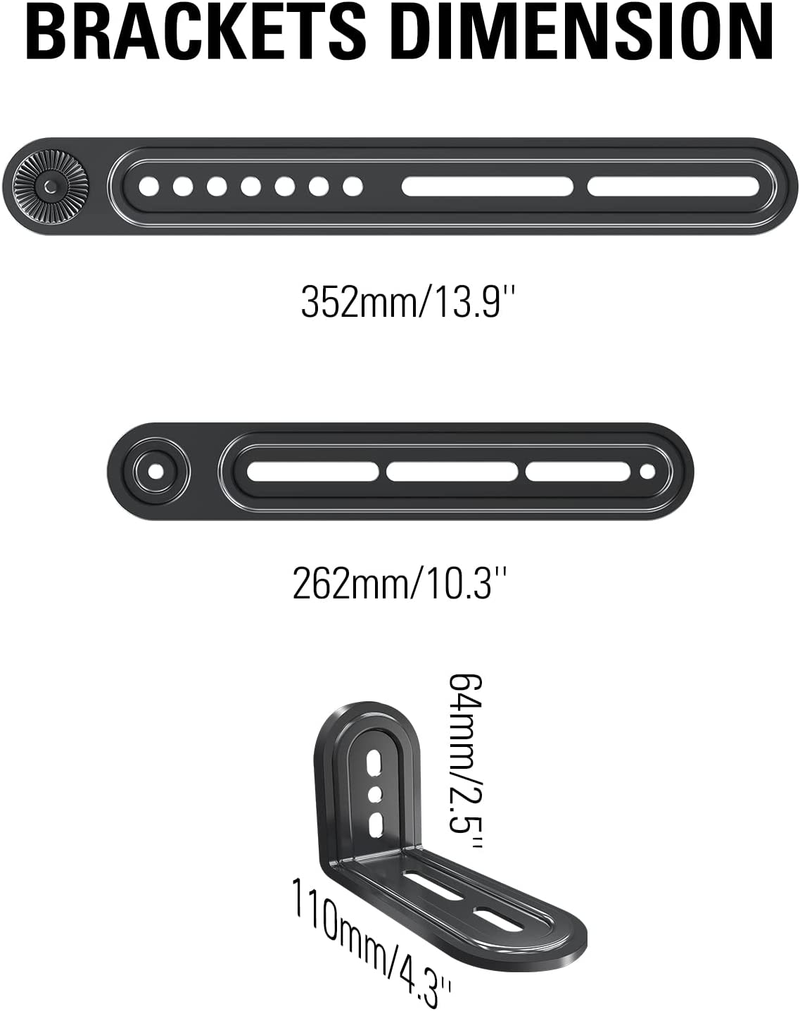 Soundbar wall mount with 2 detachable extension bar for different soundbars