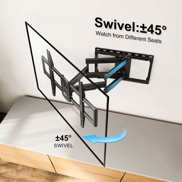 articulating tv mount with 16‘’ swivel and tilt the TV to get comfortable viewing