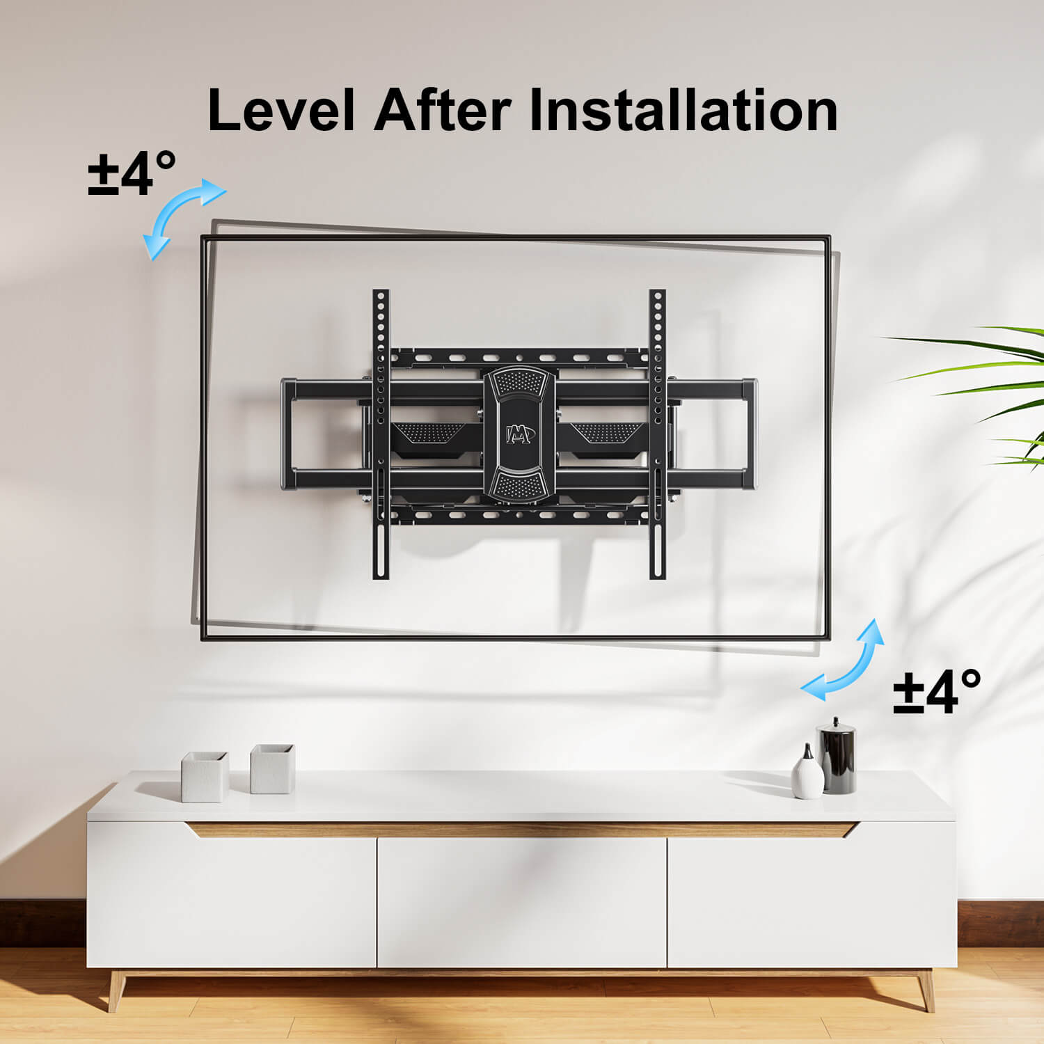 wall mount for TV levels the TV perfectly after installation